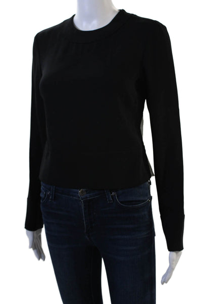 Maiyet Women Cropped Black Long Sleeve Crewneck Top Size 0