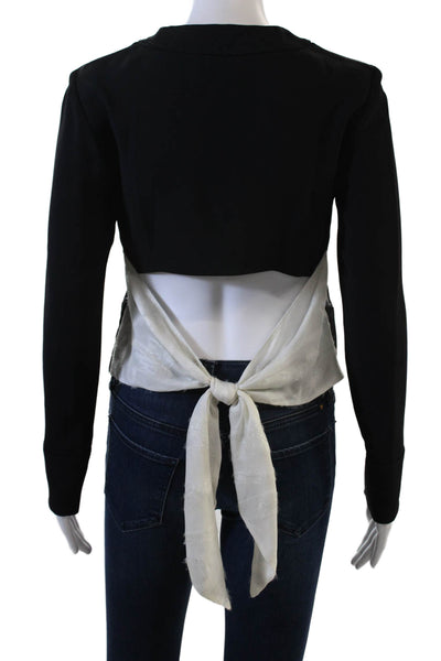 Maiyet Women Cropped Black Long Sleeve Crewneck Top Size 0