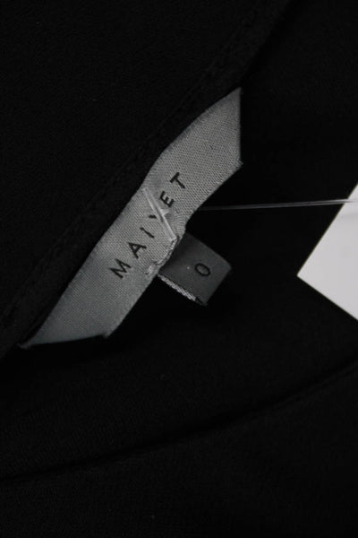 Maiyet Women Cropped Black Long Sleeve Crewneck Top Size 0