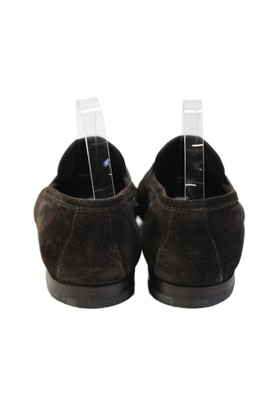 Santoni Mens Suede Slide On Dress Shoe Loafers Dark Brown Size 7