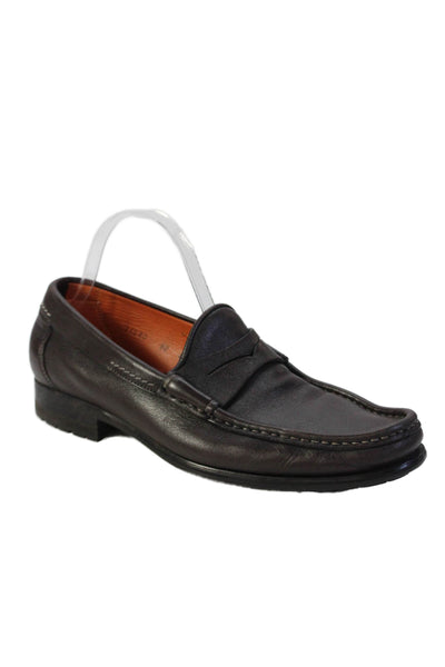 Santoni Mens Leather Slide On Dress Shoe Loafers Brown Size 8.5  D