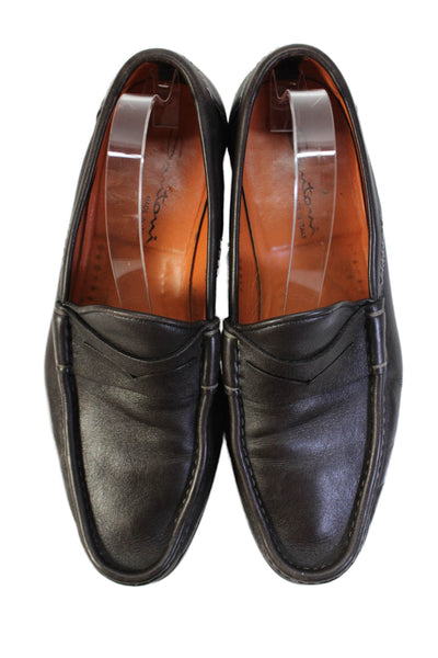 Santoni Mens Leather Slide On Dress Shoe Loafers Brown Size 8.5  D