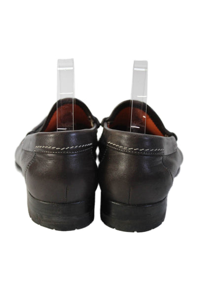 Santoni Mens Leather Slide On Dress Shoe Loafers Brown Size 8.5  D