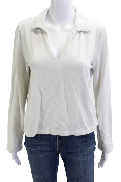 Z Supply Womens V-Neck Long Sleeve White Modal Blend Top Size S