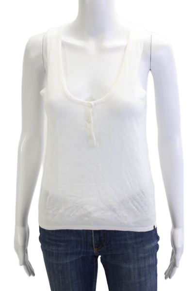 One Grey Day Women White V-Neck Button Camisole Cotton Viscose Size S