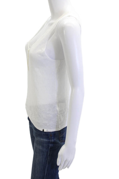 One Grey Day Women White V-Neck Button Camisole Cotton Viscose Size S