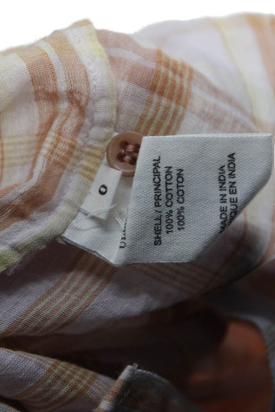 Ulla Johnson Womens White Check Cotton Button Up Blouse Long Sleeve Boho Size 0