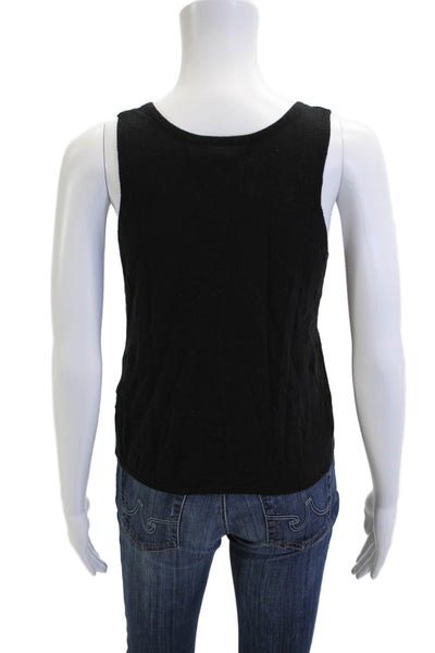 One Grey Day Women Black Basic Sleeveless Tank Cotton Viscose Button Size S