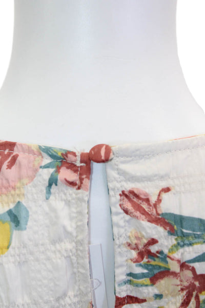 Zara Women A-Line Shift Dress White Floral 3/4 Sleeve Size XS