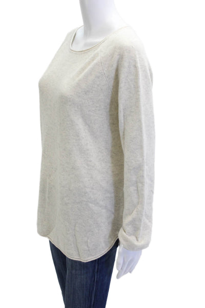 Vince Women Pullover Wool Cashmere Round Neck Long Sleeve Sweater Beige Size L