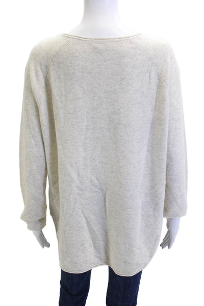 Vince Women Pullover Wool Cashmere Round Neck Long Sleeve Sweater Beige Size L