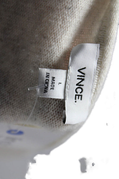 Vince Women Pullover Wool Cashmere Round Neck Long Sleeve Sweater Beige Size L