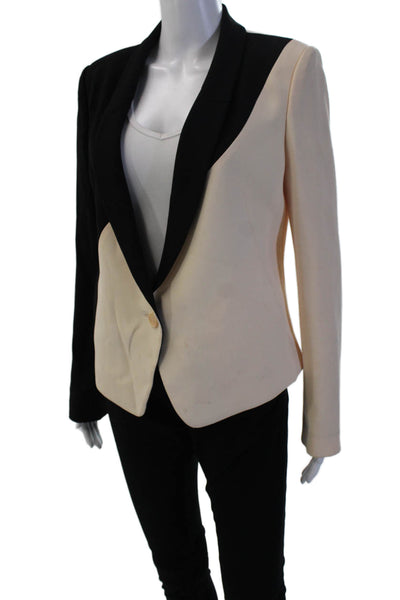 Rachel Roy Women Blazer Beige Polyester V-Neck Long Sleeve Designer Size 26