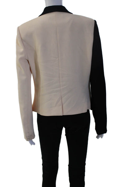 Rachel Roy Women Blazer Beige Polyester V-Neck Long Sleeve Designer Size 26