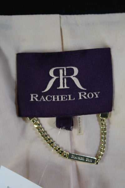 Rachel Roy Women Blazer Beige Polyester V-Neck Long Sleeve Designer Size 26