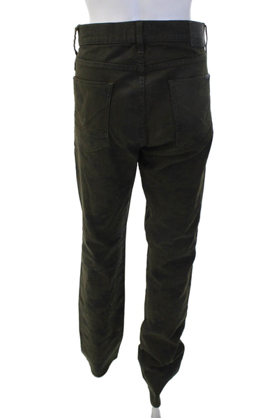 Hudson Mens Cargo Pants Green Army Button 98% Cotton Size 32