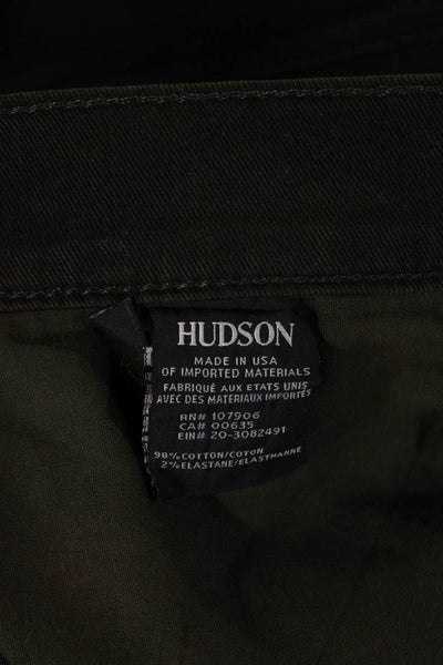 Hudson Mens Cargo Pants Green Army Button 98% Cotton Size 32