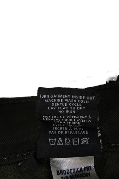 Hudson Mens Cargo Pants Green Army Button 98% Cotton Size 32