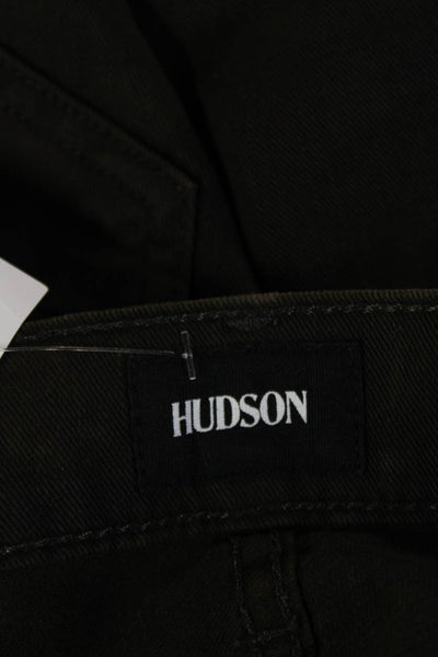 Hudson Mens Cargo Pants Green Army Button 98% Cotton Size 32