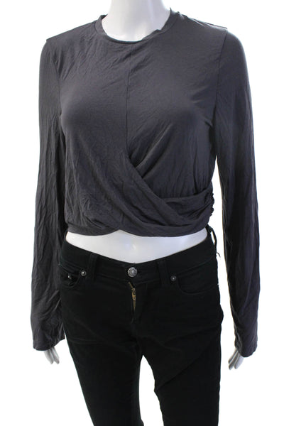 Sweaty Betty Womens Cropped Long Sleeve Tee Dark Gray Polyester Size 10