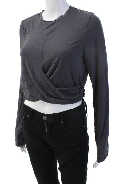 Sweaty Betty Womens Cropped Long Sleeve Tee Dark Gray Polyester Size 10