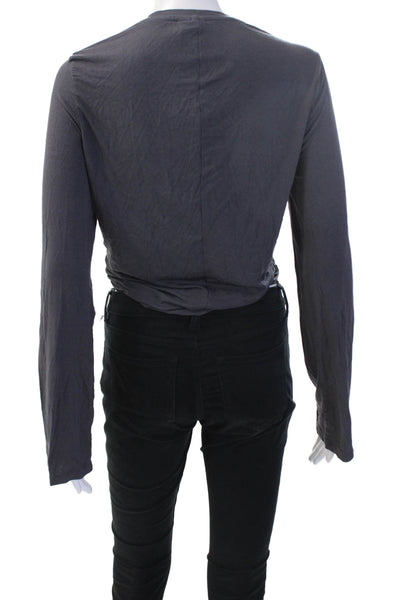 Sweaty Betty Womens Cropped Long Sleeve Tee Dark Gray Polyester Size 10