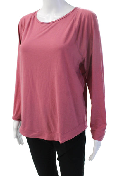 Sweaty Betty Women Basic Long Sleeve Pink Round Neck Polyester T-Shirt Size S