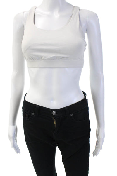 Lululemon Women Sports Bra White Scoop Neck Nylon Sleeveless Size S