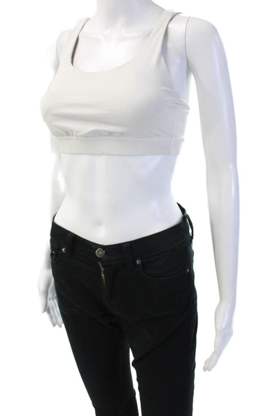Lululemon Women Sports Bra White Scoop Neck Nylon Sleeveless Size S