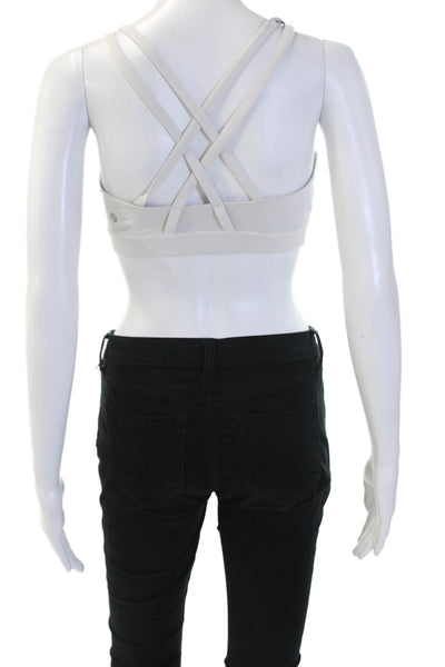 Lululemon Women Sports Bra White Scoop Neck Nylon Sleeveless Size S
