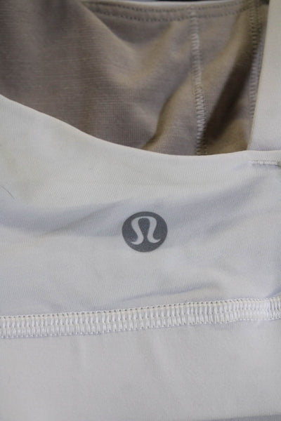 Lululemon Women Sports Bra White Scoop Neck Nylon Sleeveless Size S