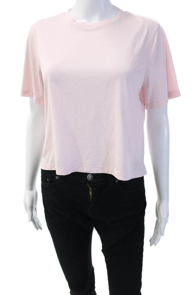 Lululemon Women Cropped Pink Nylon Crew Neck Short Sleeve T-Shirt Size S
