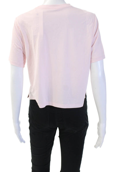 Lululemon Women Cropped Pink Nylon Crew Neck Short Sleeve T-Shirt Size S