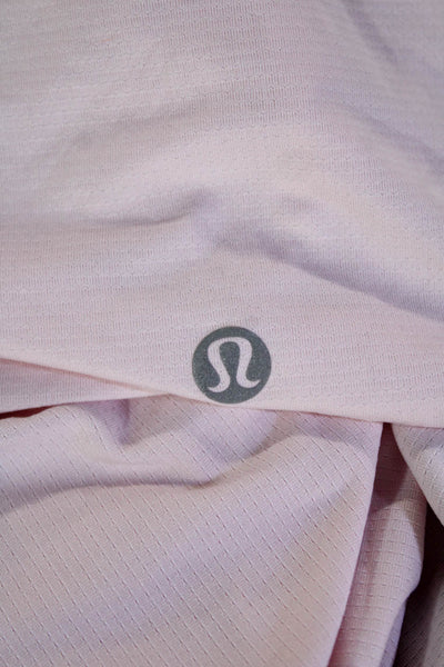 Lululemon Women Cropped Pink Nylon Crew Neck Short Sleeve T-Shirt Size S