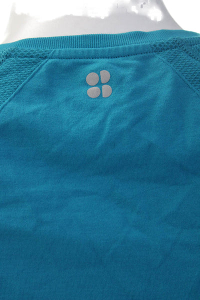 Sweaty Betty Womens Cropped Blue Short Sleeve Crew Neck Polyester Tshirt Size S