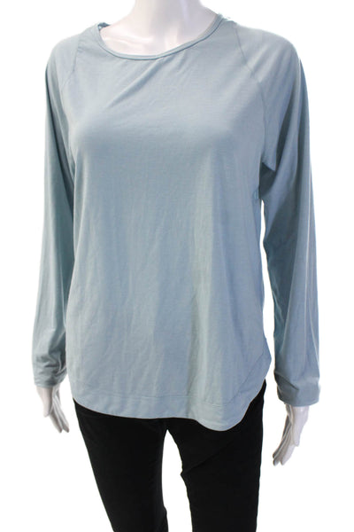 Sweaty Betty Women Basic Light Blue T-Shirt Polyester Long Sleeve Size S
