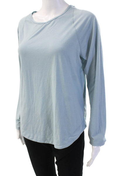 Sweaty Betty Women Basic Light Blue T-Shirt Polyester Long Sleeve Size S