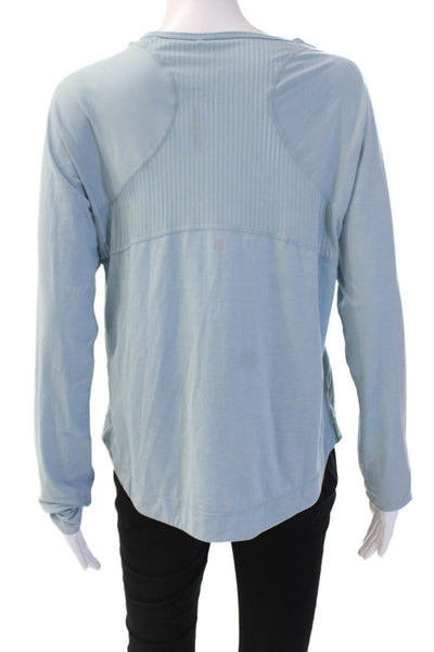 Sweaty Betty Women Basic Light Blue T-Shirt Polyester Long Sleeve Size S