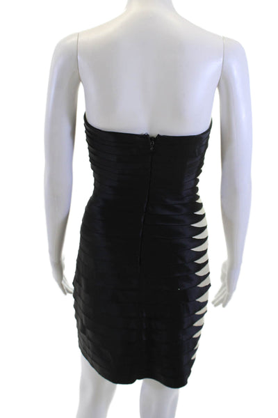 BCBG Max Azria Women Bodycon Knee Length Dress Black Zip Sleeveless Size 0
