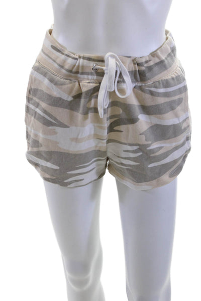 Z Supply Unisex Camo Sweat Shorts Beige Drawstring Size XS