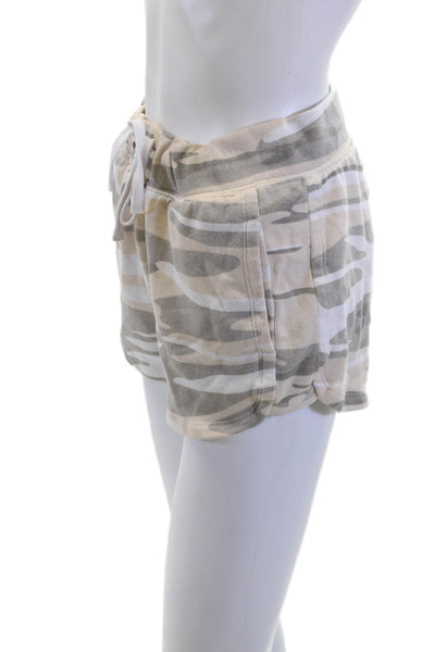 Z Supply Unisex Camo Sweat Shorts Beige Drawstring Size XS