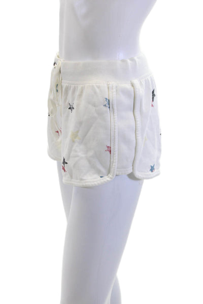 Z Supply Unisex Sweat Shorts White Stars Drawstring Graphic Print Size S