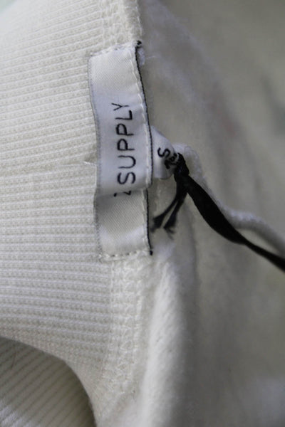 Z Supply Unisex Sweat Shorts White Stars Drawstring Graphic Print Size S