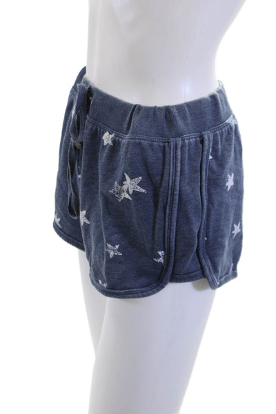 Z Supply Unisex Dark Blue Stars Graphic Sweat Shorts Drawstring Size S