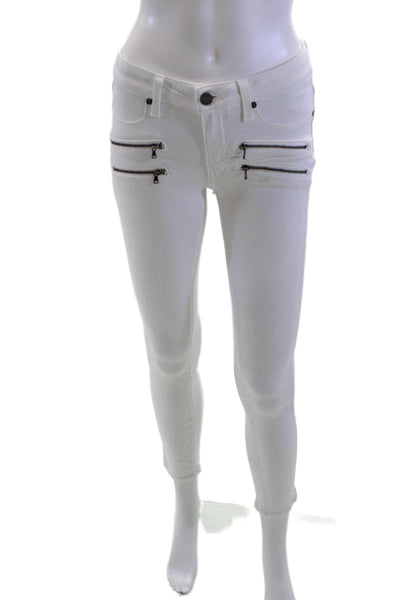 Paige Women Skinny Ankle Biker Jeans White Low Rise Size 25