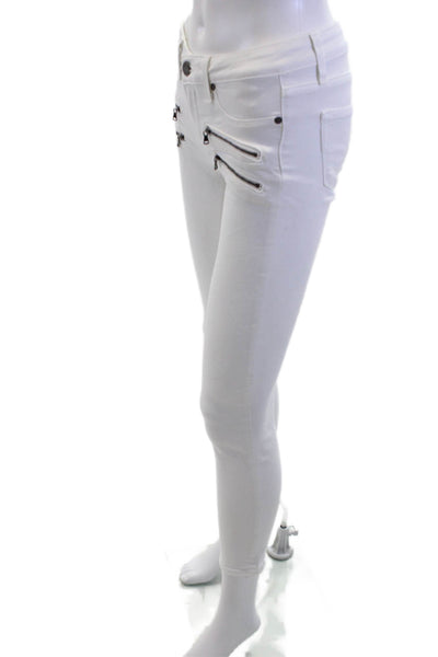 Paige Women Skinny Ankle Biker Jeans White Low Rise Size 25