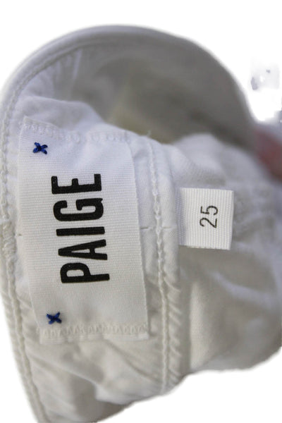 Paige Women Skinny Ankle Biker Jeans White Low Rise Size 25