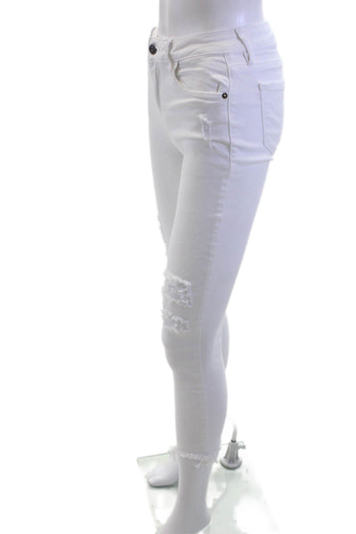 Hidden Women Ankle Skinny Jeans White High Rise Button Size 25