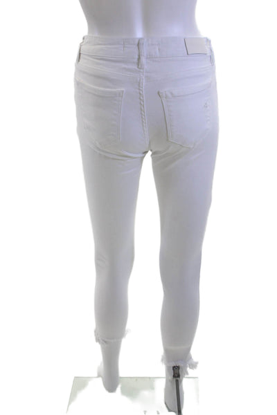Hidden Women Ankle Skinny Jeans White High Rise Button Size 25