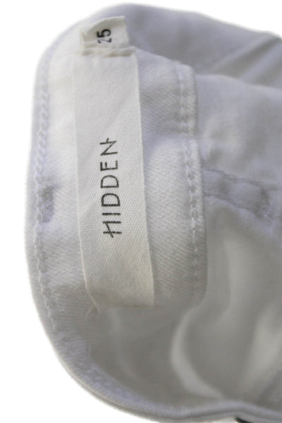 Hidden Women Ankle Skinny Jeans White High Rise Button Size 25
